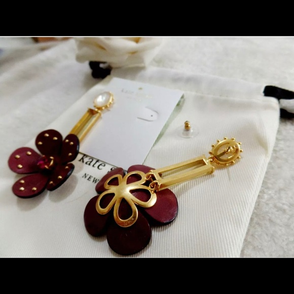 KATE SPADE Leather Linear Statement Earrings - Picture 4 of 4